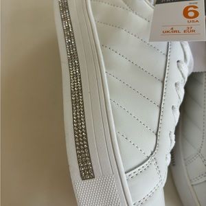Sneakers ,white with silver trim.